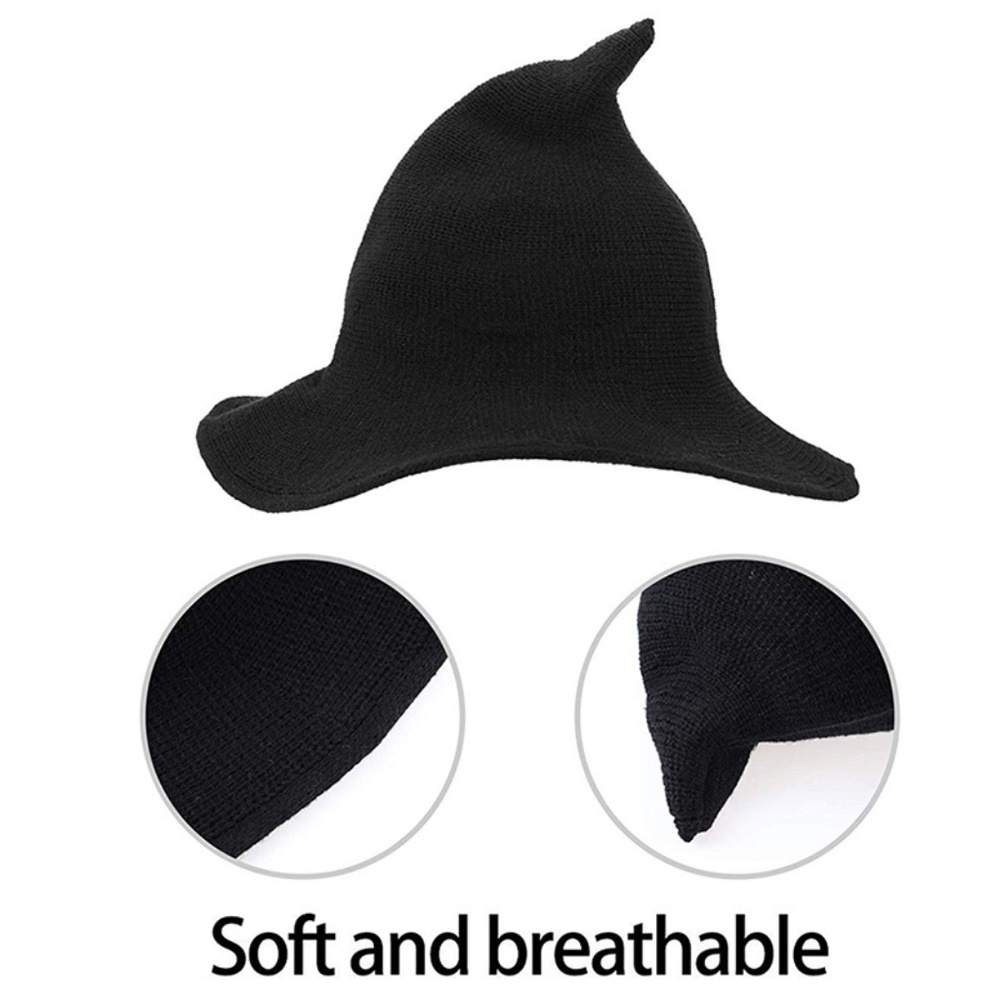Modern Witch Hat Wool Knit Cap Halloween Costume - Picture 4 of 13